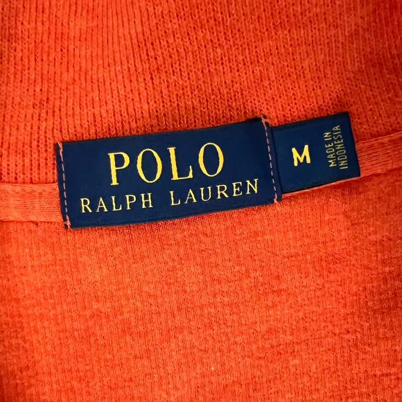 Polo Ralph Lauren Orange Quarter Zip Lightweight Long Sleeve Pullover Sz M Men's - Picture 9 of 10